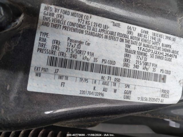 1FADP3J2XHL264678 Ford Focus Titanium