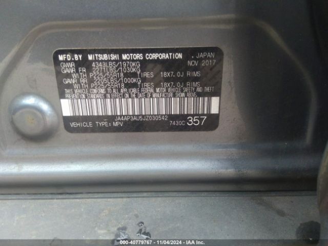 JA4AP3AU5JZ030542 Mitsubishi Outlander Sport 2.0 Le