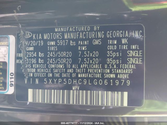 5XYP5DHC9LG061979 KIA Telluride Sx