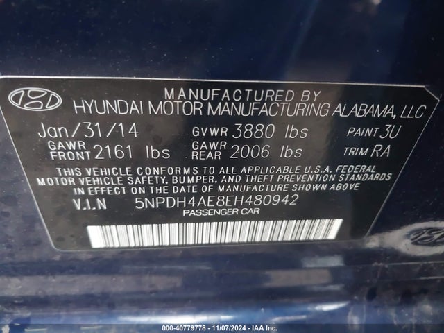 Hyundai ELANTRA SE 2014 5NPDH4AE8EH480942 Image 9