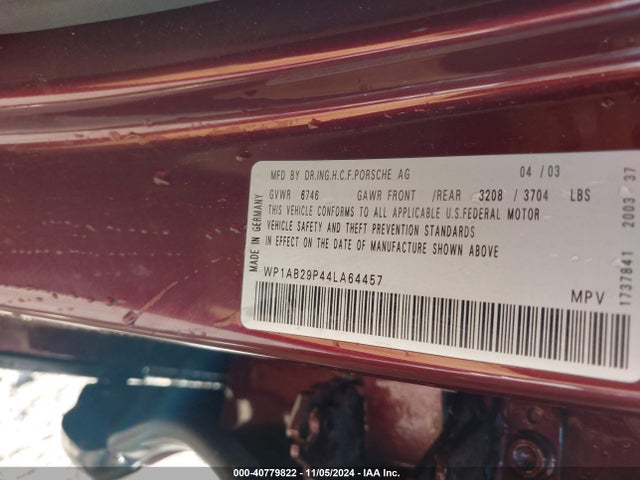 2004 PORSCHE CAYENNE WP1AB29P44LA64457 Photo 8