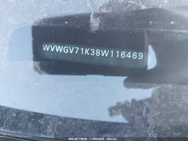 40779836 :رقم المزاد ، WVWGV71K38W116469 vin ، 2008 Volkswagen Gti 4-door (m6) (eop Cw 21/08) مزاد بيع