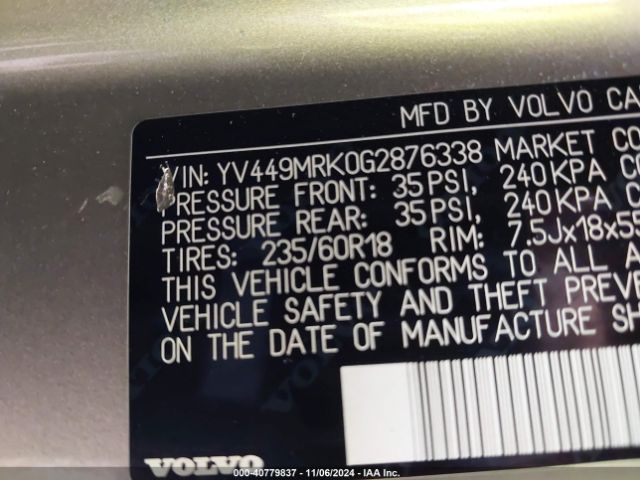 YV449MRK0G2876338 Volvo Xc60 T6 Drive-e