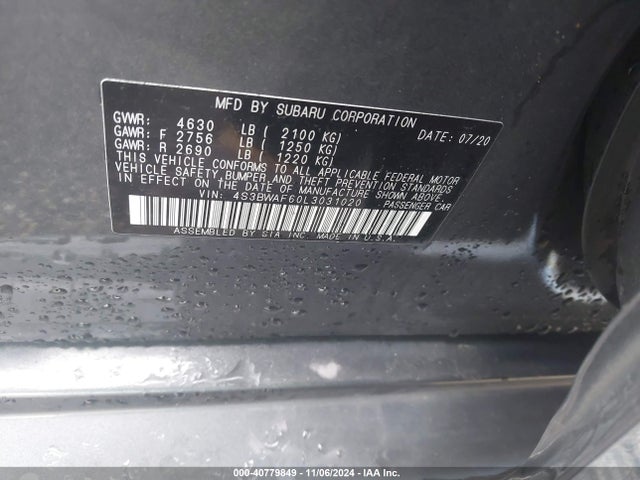 4S3BWAF60L3031020 Subaru Legacy Sport