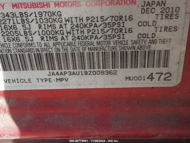 2011 MITSUBISHI OUTLANDER SPORT JA4AP3AU1BZ008362 Photo 8
