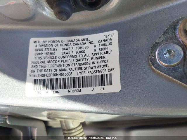 Honda Civic Lx 2017 2HGFC2F50HH515508 Image 9