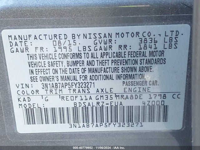 Nissan SENTRA SR 2015 3N1AB7AP5FY323271 Image 9