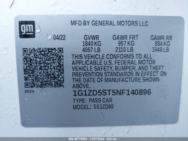 1G1ZD5ST5NF140896 Chevrolet Malibu Fwd Lt