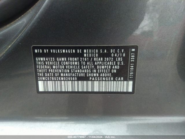 3VWC57BU2KM026569 Volkswagen Jetta 1.4t R-line/1.4t S/1.4t Se