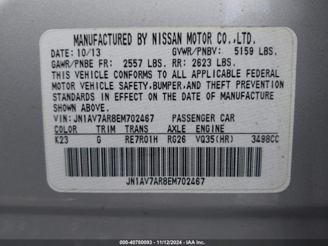 JN1AV7AR8EM702467 Infiniti Q50 Hybrid Sport