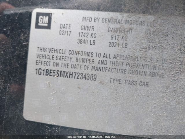 1G1BE5SMXH7234309 Chevrolet Cruze Lt Auto