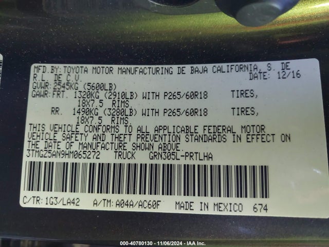 3TMGZ5AN9HM065272 Toyota Tacoma Limited