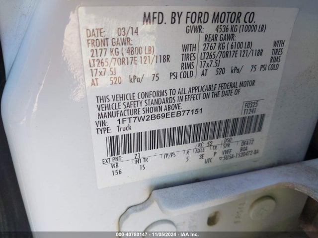 Ford F-250 Xl 2014 1FT7W2B69EEB77151 Image 9