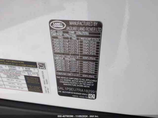 SAL1P9EU7RA182991 Land Rover Range Rover Sport Se