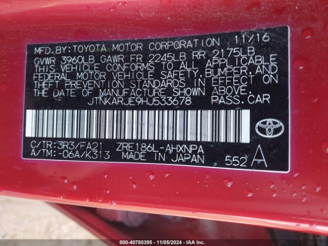 JTNKARJE9HJ533678 Toyota COROLLA IM