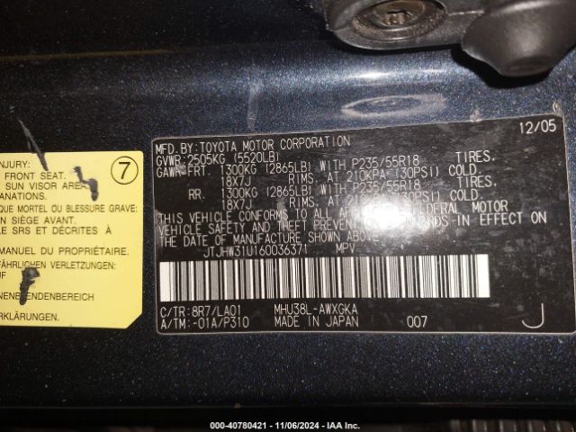 2006 LEXUS RX 400H JTJHW31U160036371 Photo 8