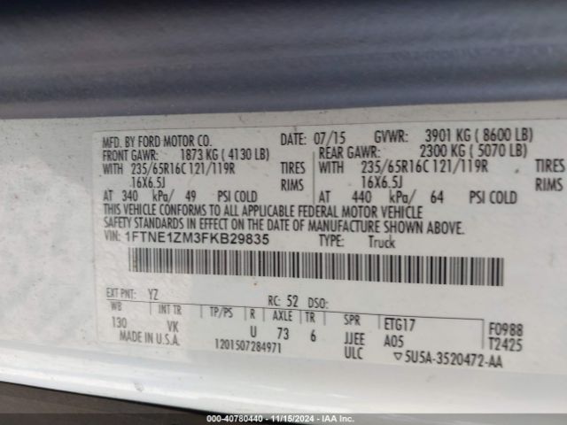 1FTNE1ZM3FKB29835 Ford Transit-150