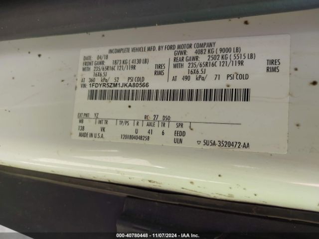 1FDYR5ZM1JKA80566 Ford Transit-250 Cab