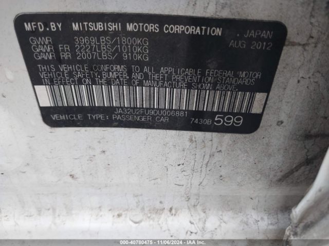 2013 MITSUBISHI LANCER JA32U2FU9DU006881 Photo 8