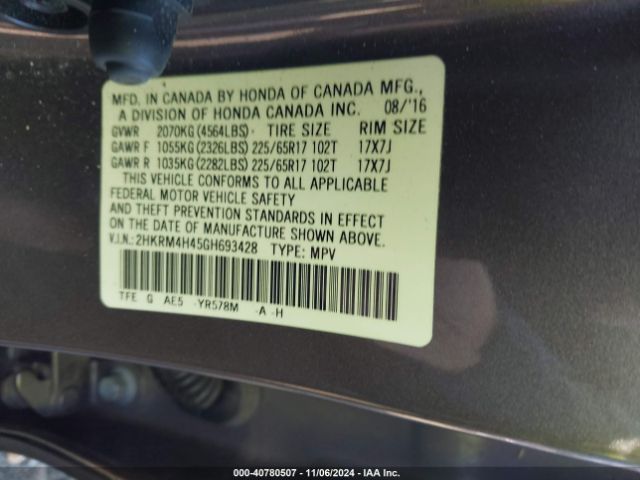 2HKRM4H45GH693428 Honda CR-V SE