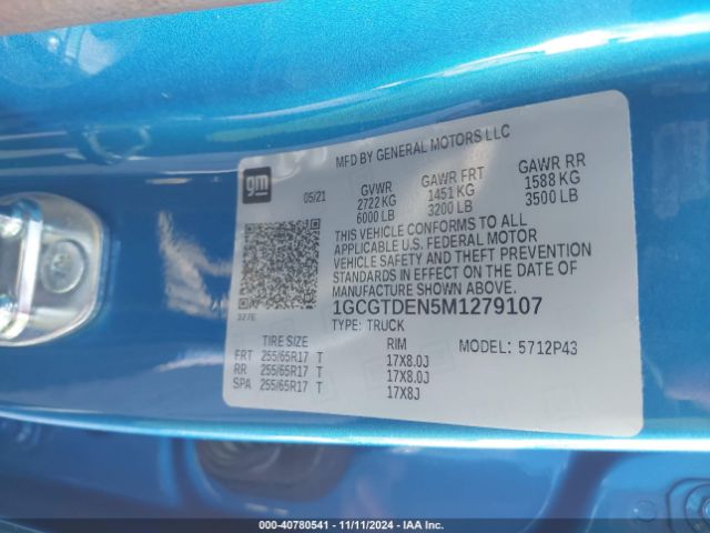 1GCGTDEN5M1279107 Chevrolet Colorado 4wd  Short Box Z71