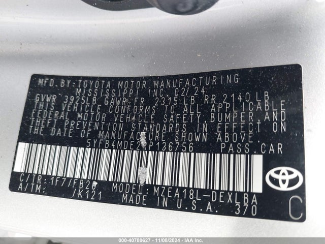 Toyota COROLLA LE 2024 5YFB4MDE2RP136756 Image 9