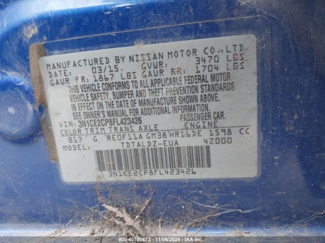 3N1CE2CP8FL423426 Nissan Versa Note S (sr)/s Plus/sl/sr/sv