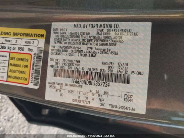 1FA6P0HD8E5352224 Ford FUSION SE