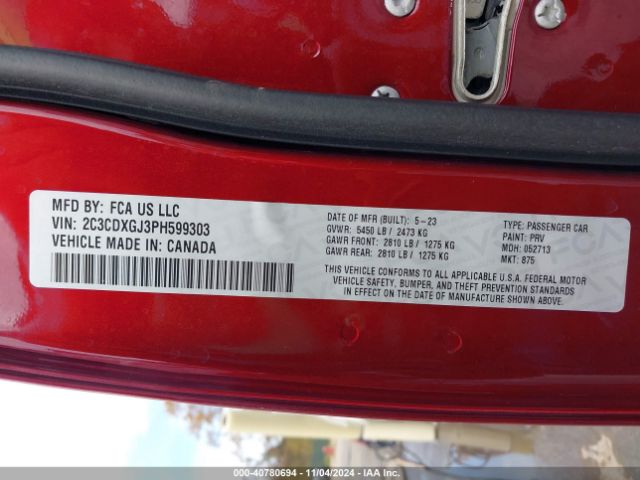 2C3CDXGJ3PH599303 Dodge Charger Scat Pack