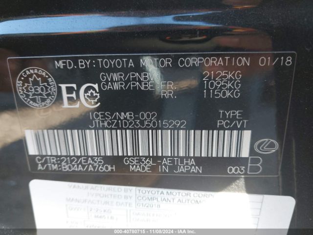 JTHCZ1D23J5015292 Lexus IS 350