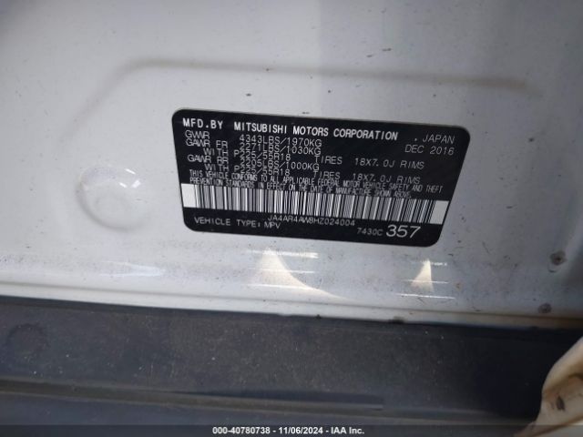 JA4AR4AW8HZ024004 Mitsubishi Outlander Sport 2.4 Sel