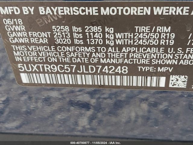 5UXTR9C57JLD74248 BMW X3 Xdrive30i