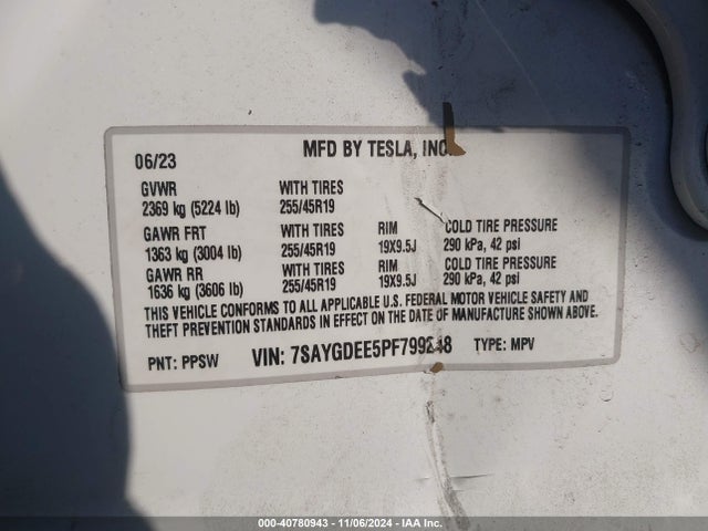 2023 TESLA MODEL Y 7SAYGDEE5PF799248 Photo 8