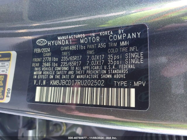 KM8JBCD17RU202502 Hyundai Tucson Hybrid Blue