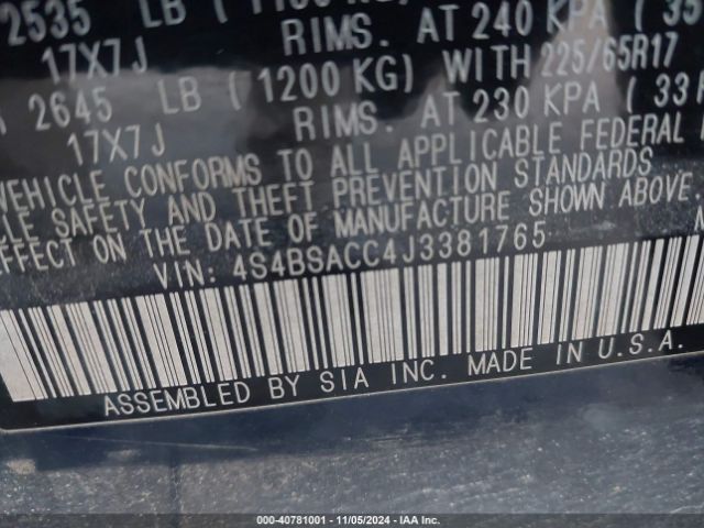 4S4BSACC4J3381765 Subaru Outback 2.5i Premium