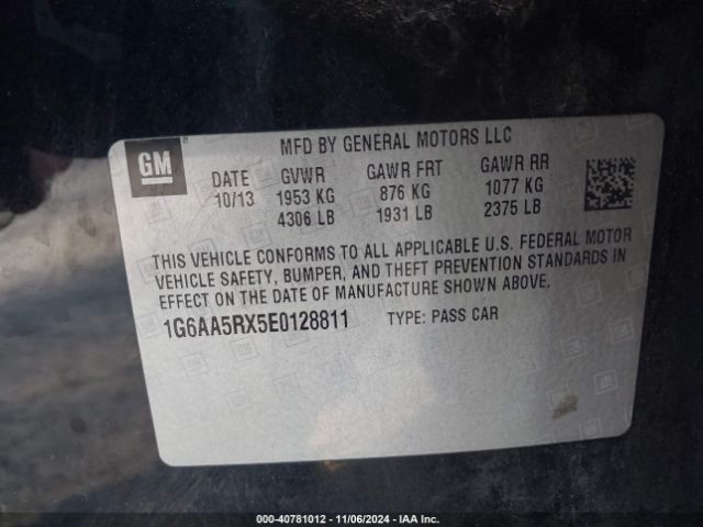 1G6AA5RX5E0128811 Cadillac Ats Standard