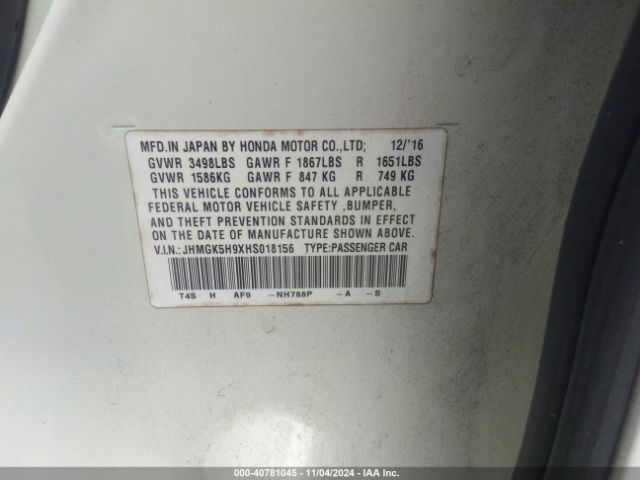 JHMGK5H9XHS018156 Honda Fit Ex-l