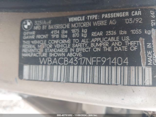 1992 BMW 325 WBACB4317NFF91404 Photo 8