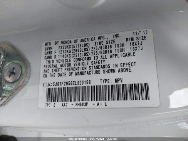 5J6TF2H56EL000169 Honda Crosstour Ex-l V6