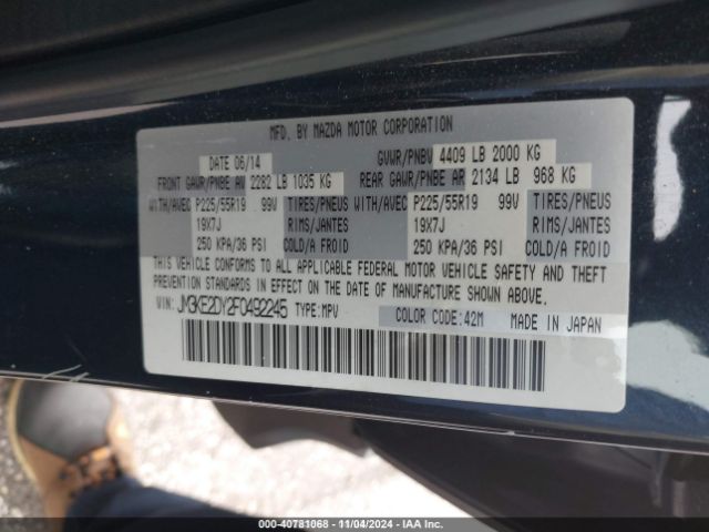 JM3KE2DY2F0492245 Mazda Cx-5 Grand Touring