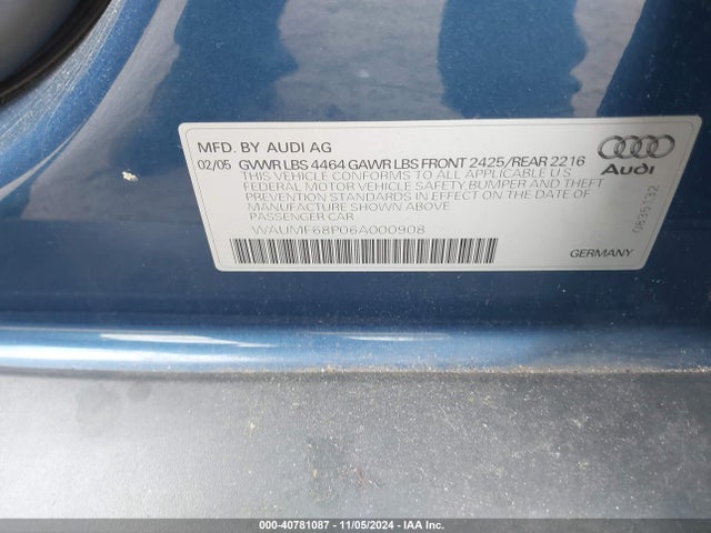 2006 AUDI A3 WAUMF68P06A000908 Photo 8