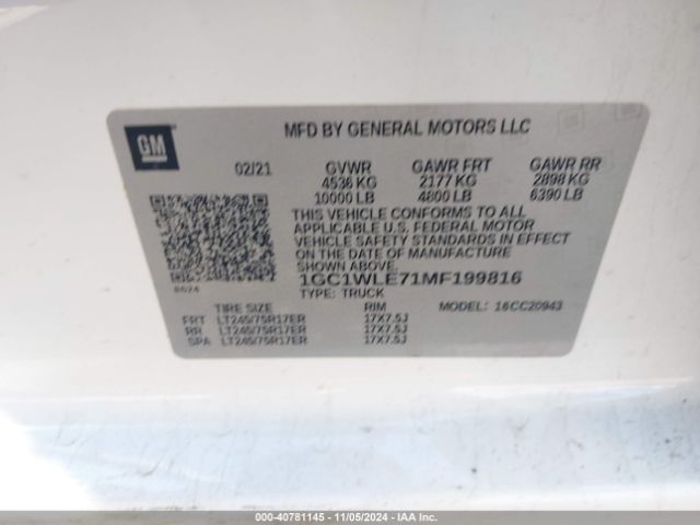 1GC1WLE71MF199816 Chevrolet Silverado 2500hd Work Truck
