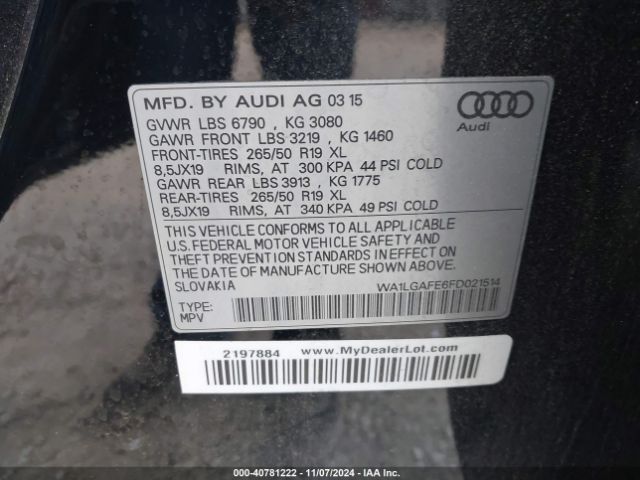 WA1LGAFE6FD021514 Audi Q7 3.0t Premium