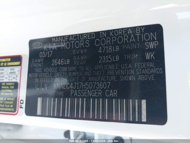 KNALC4J17H5073607 KIA Cadenza Technology