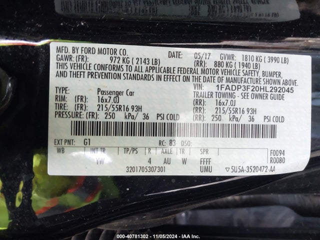 Ford FOCUS SE 2017 1FADP3F20HL292045 Image 9