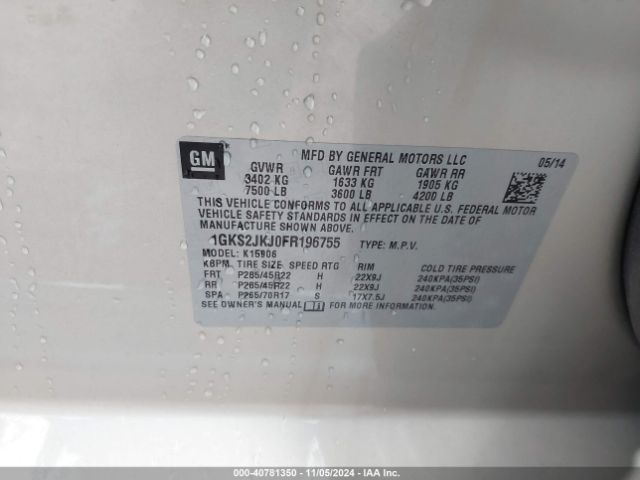 1GKS2JKJ0FR196755 GMC Yukon Xl 1500 Denali
