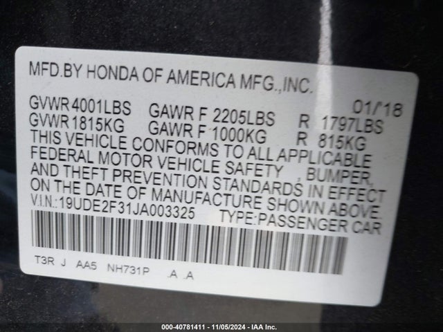19UDE2F31JA003325 Acura Ilx Acurawatch Plus Package