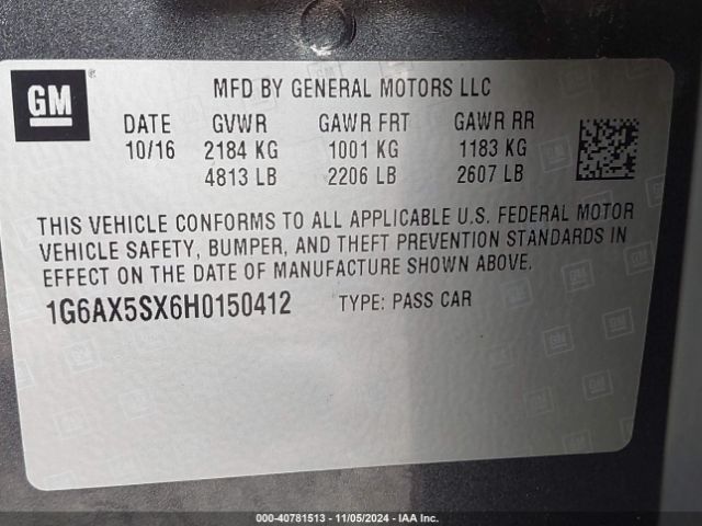 1G6AX5SX6H0150412 Cadillac CTS LUXURY