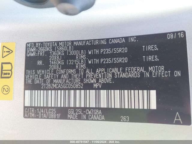 2T2BZMCA5GC050852 Lexus Rx 350 F Sport
