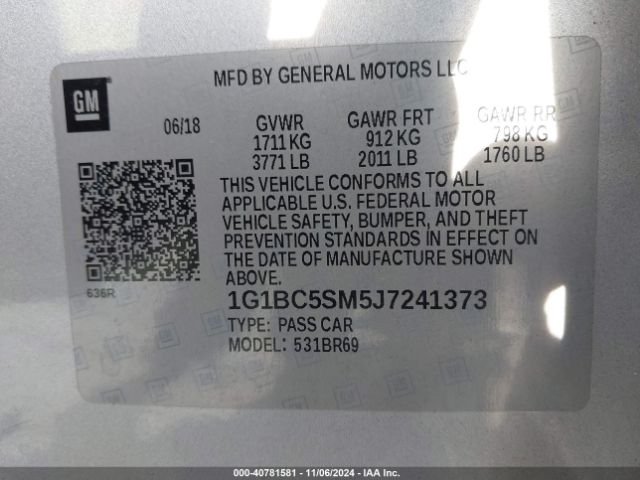 1G1BC5SM5J7241373 Chevrolet Cruze Ls Auto